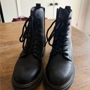 Black Combat Style Lace-Up Boots